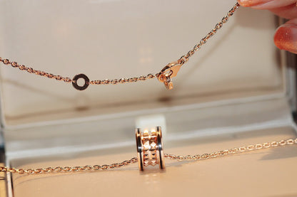 [Vellora Opalyn]ZERO 1 ROCK PEDANT PINK GOLD BLACK NECKLACE
