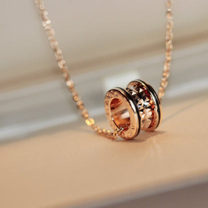 [Vellora Opalyn]ZERO 1 ROCK PEDANT PINK GOLD BLACK NECKLACE