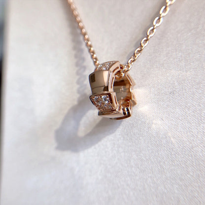 [Vellora Opalyn] SERPENTI PEDANT DIAMOND PINK GOLD NECKLACE