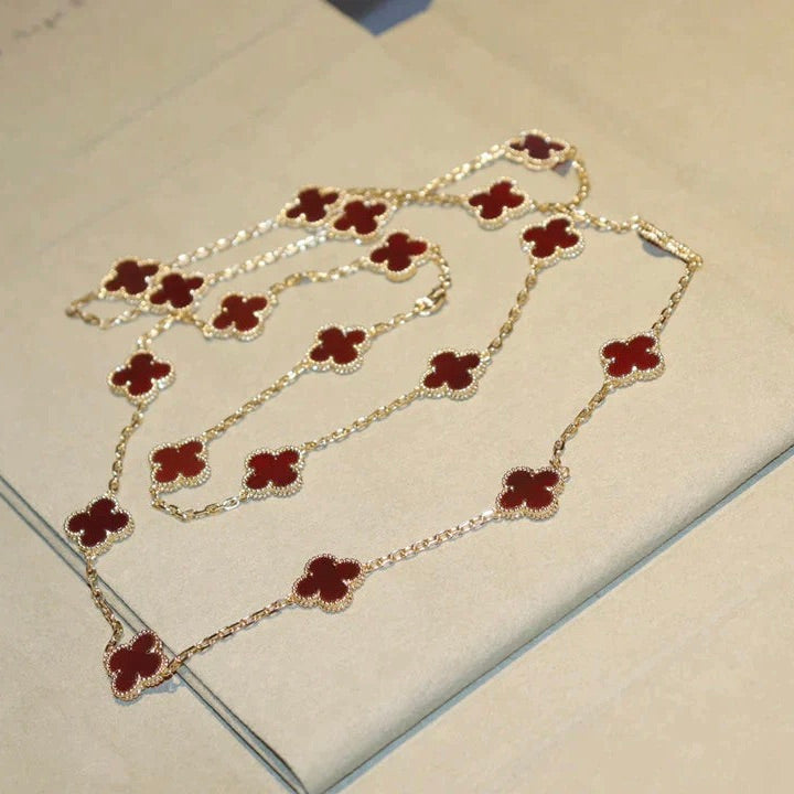 [Vellora Opalyn] CLOVER 20 MOTIFS CARNELIAN NECKLACE