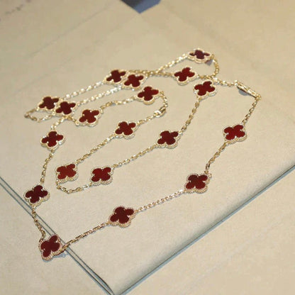 [Vellora Opalyn] CLOVER 20 MOTIFS CARNELIAN NECKLACE