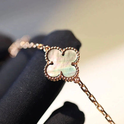 [Vellora Opalyn]CLOVER 20 MOTIFS DARK MOP DIAMOND  NECKLACE