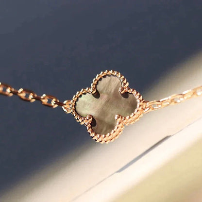 [Vellora Opalyn]CLOVER 20 MOTIFS DARK MOP DIAMOND  NECKLACE