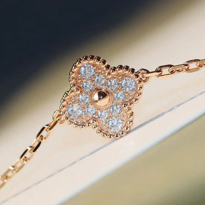 [Vellora Opalyn]CLOVER 20 MOTIFS MALACHITE DIAMOND NECKLACE