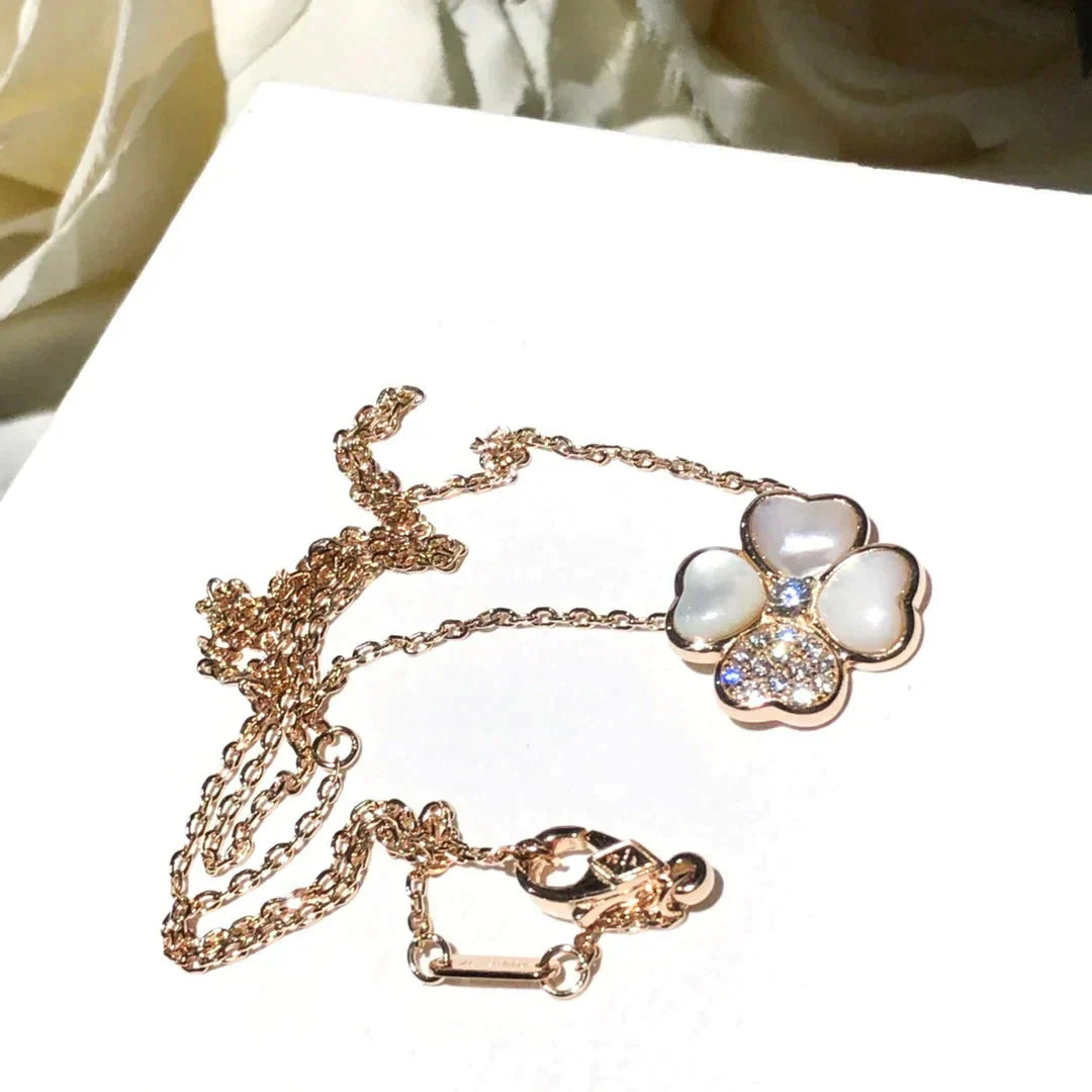 [Vellora Opalyn]CLOVER MOP DIAMOND ROSE GOLD NECKLACE