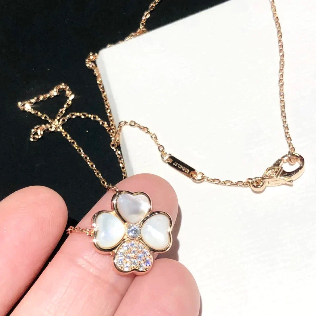 [Vellora Opalyn]CLOVER MOP DIAMOND ROSE GOLD NECKLACE