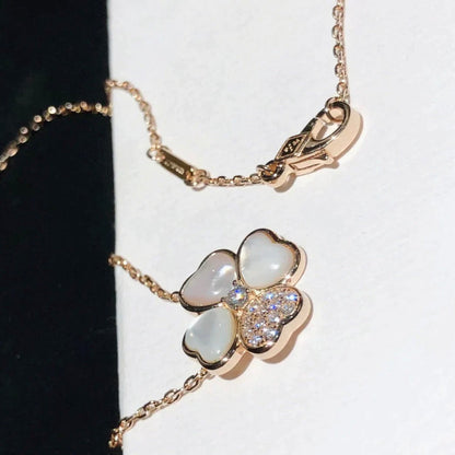 [Vellora Opalyn]CLOVER MOP DIAMOND ROSE GOLD NECKLACE