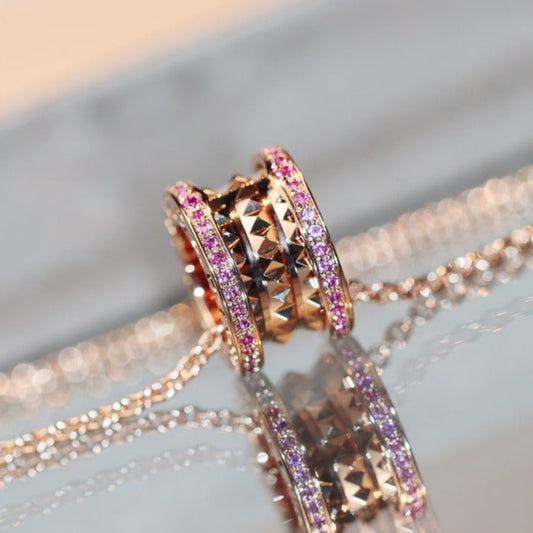 [Vellora Opalyn]ZERO 1 ROCK PINK GOLD PINK DIAMOND NECKLACE