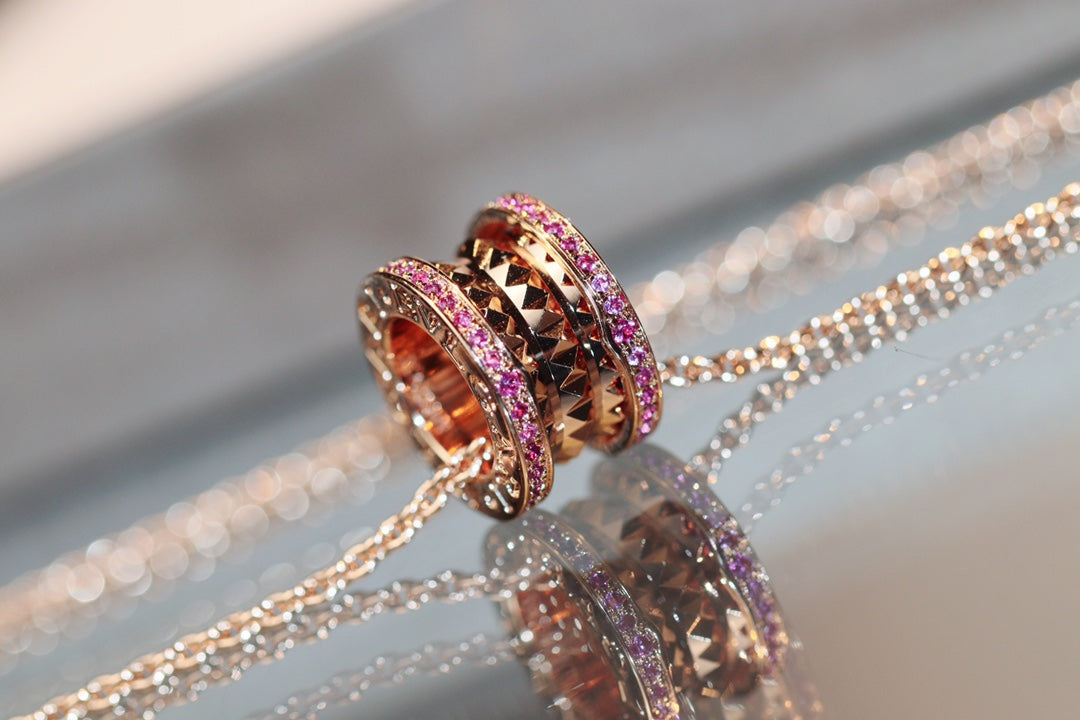 [Vellora Opalyn]ZERO 1 ROCK PINK GOLD PINK DIAMOND NECKLACE