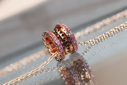 [Vellora Opalyn]ZERO 1 ROCK PINK GOLD PINK DIAMOND NECKLACE