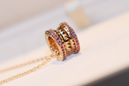 [Vellora Opalyn]ZERO 1 ROCK PINK GOLD PINK DIAMOND NECKLACE