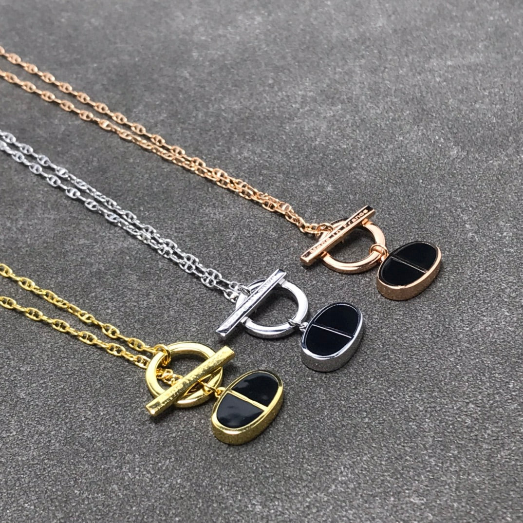 [Vellora Opalyn]CHAINE VERSO BLACK CERAMIC  NECKLACE
