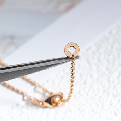 [Vellora Opalyn]ZERO 1 WHITE CERAMIC PINK GOLD DIAMOND NECKLACE