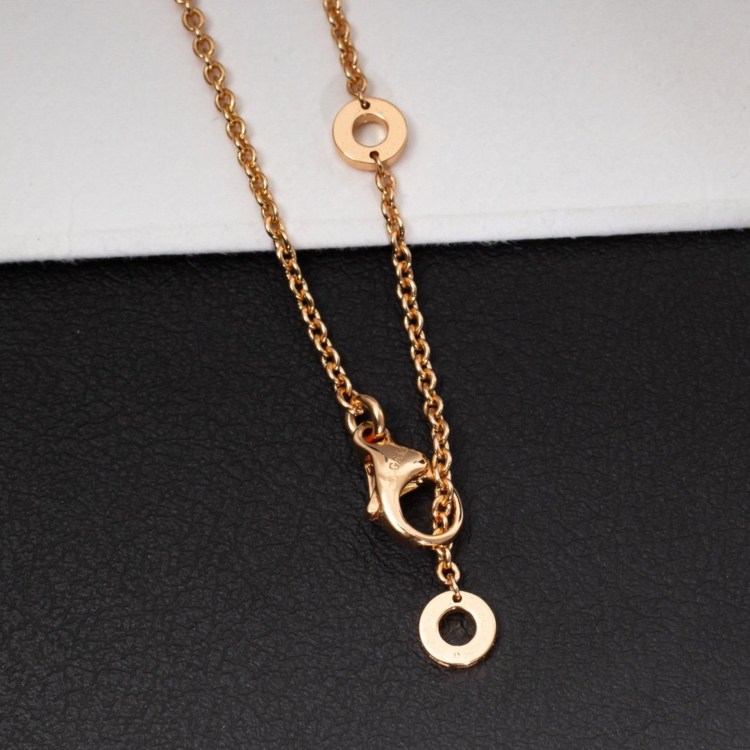 [Vellora Opalyn]ZERO 1 WHITE CERAMIC PINK GOLD DIAMOND NECKLACE