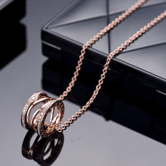 [Vellora Opalyn]ZERO 1 PINK GOLD DIAMOND OPEN NECKLACE