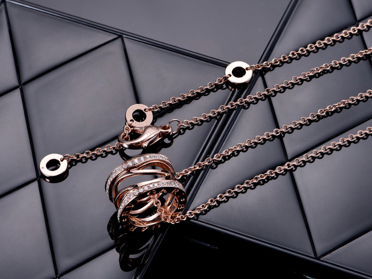 [Vellora Opalyn]ZERO 1 PINK GOLD DIAMOND OPEN NECKLACE