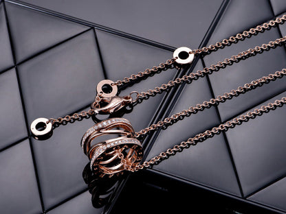 [Vellora Opalyn]ZERO 1 PINK GOLD DIAMOND OPEN NECKLACE