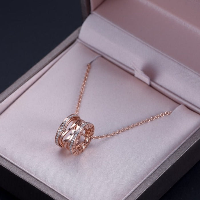 [Vellora Opalyn]ZERO 1 PINK GOLD DIAMOND OPEN NECKLACE