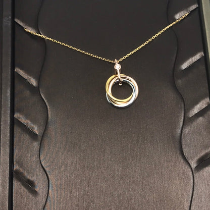 [Vellora Opalyn]TRINITY SILVER GOLD PINK GOLD NECKLACE