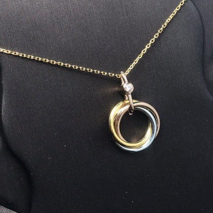 [Vellora Opalyn]TRINITY SILVER GOLD PINK GOLD NECKLACE