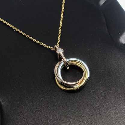 [Vellora Opalyn]TRINITY SILVER GOLD PINK GOLD NECKLACE