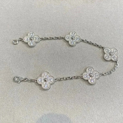 [Vellora Opalyn]CLOVER 5 MOTIFS  DIAMOND BRACELET SILVER