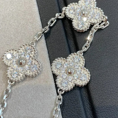 [Vellora Opalyn]CLOVER 5 MOTIFS  DIAMOND BRACELET SILVER