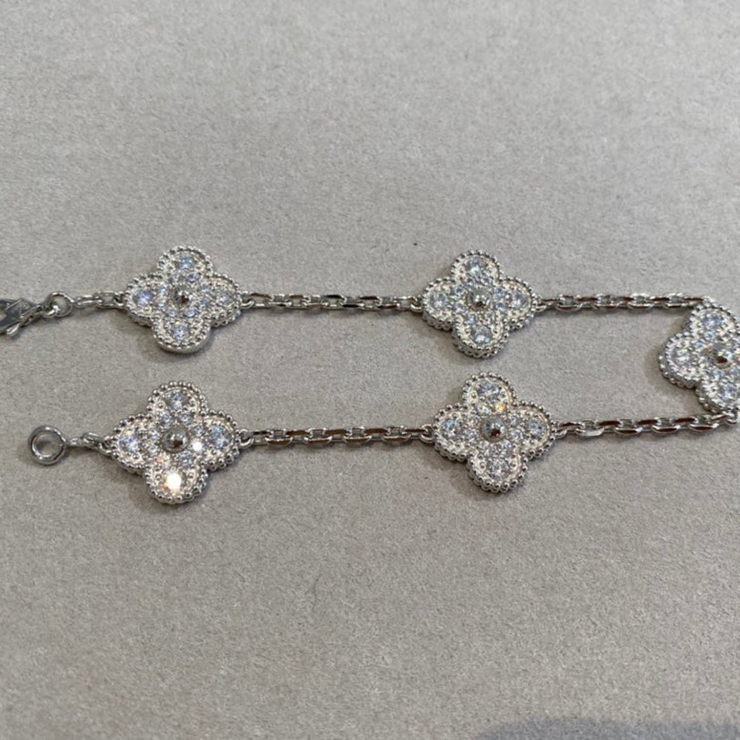 [Vellora Opalyn]CLOVER 5 MOTIFS  DIAMOND BRACELET SILVER