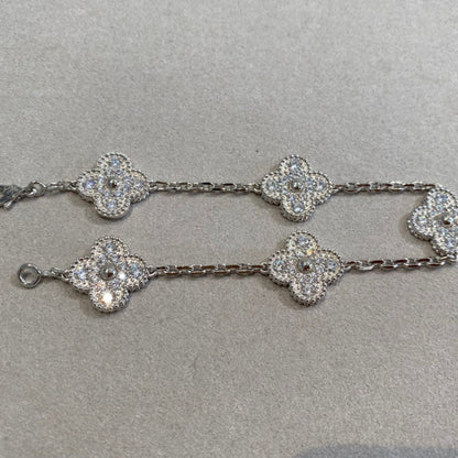 [Vellora Opalyn]CLOVER 5 MOTIFS  DIAMOND BRACELET SILVER