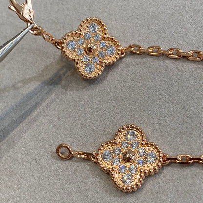[Vellora Opalyn]CLOVER 5 MOTIFS  FULL DIAMOND BRACELET