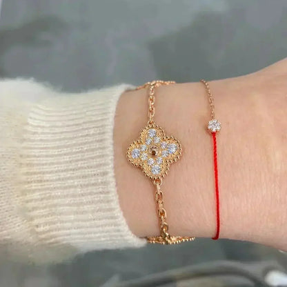 [Vellora Opalyn]CLOVER 5 MOTIFS  FULL DIAMOND BRACELET
