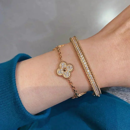[Vellora Opalyn]CLOVER 5 MOTIFS  FULL DIAMOND BRACELET