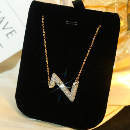 [Vellora Opalyn]VOLT SILVER DIAMOND PEDANT NECKLACE