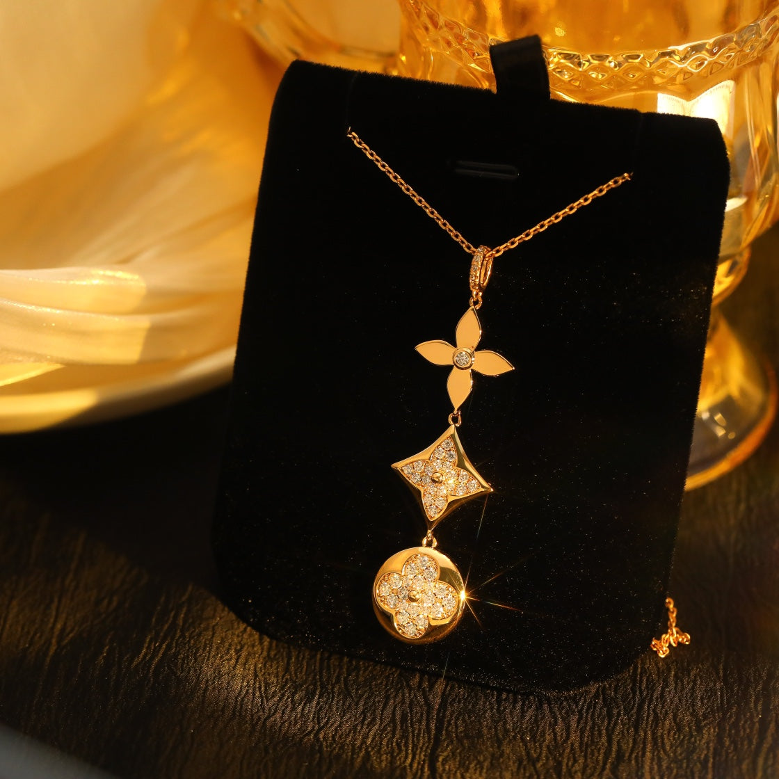 [Vellora Opalyn]STAR AND SUN DIAMOND PINK GOLD NECKLACE