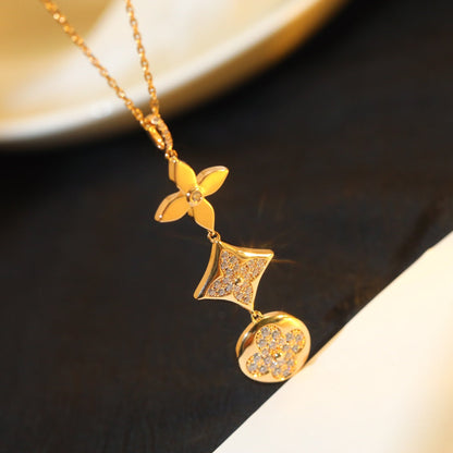 [Vellora Opalyn]STAR AND SUN DIAMOND PINK GOLD NECKLACE