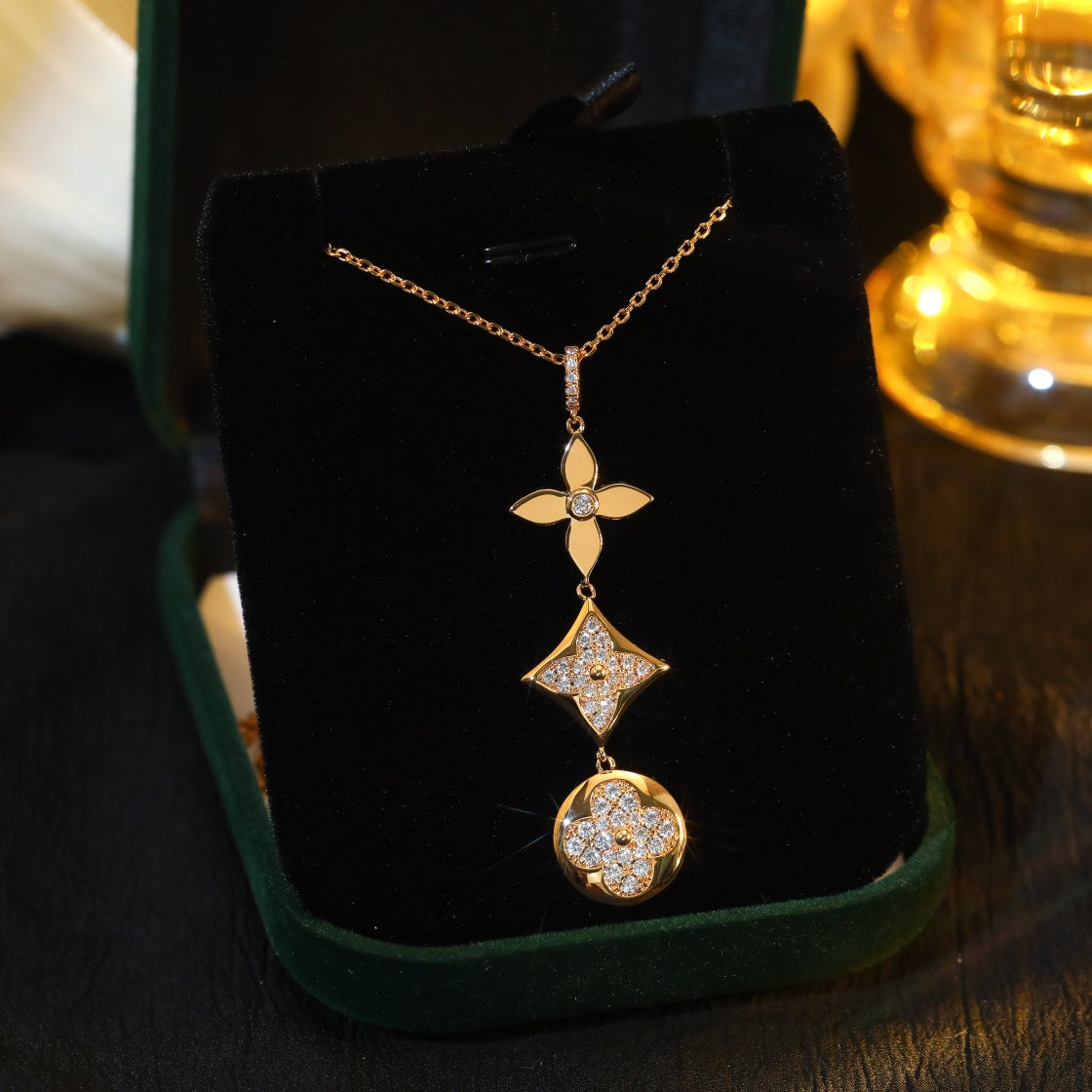 [Vellora Opalyn]STAR AND SUN DIAMOND PINK GOLD NECKLACE
