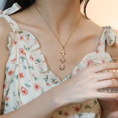 [Vellora Opalyn]STAR AND SUN DIAMOND PINK GOLD NECKLACE