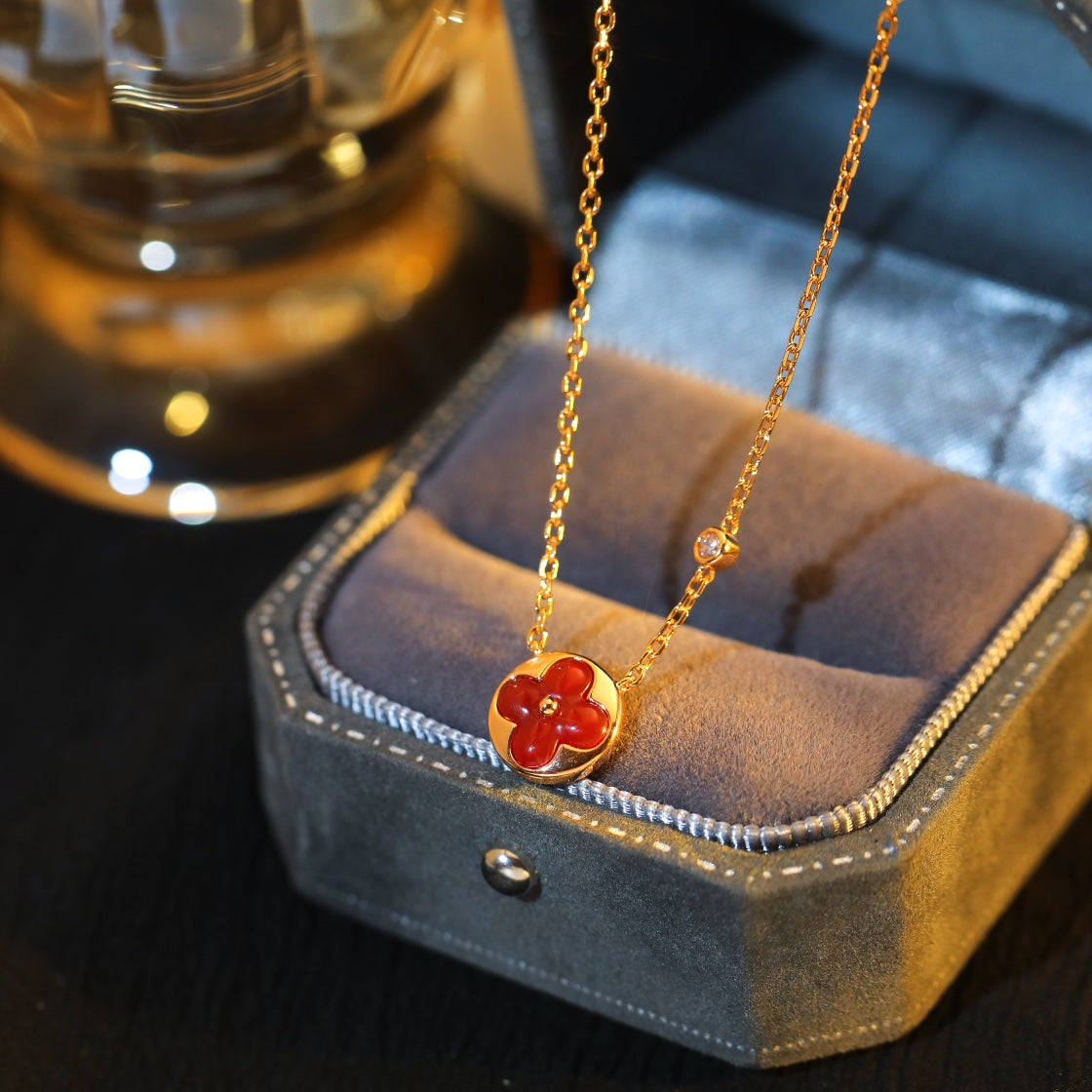[Vellora Opalyn]SUN PEDANT PINK GOLD 1 DIAMOND NECKLACE