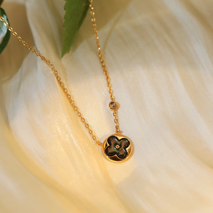 [Vellora Opalyn]SUN PEDANT PINK GOLD 1 DIAMOND NECKLACE