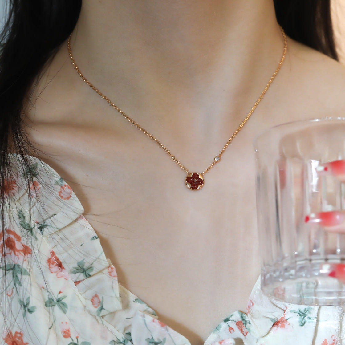 [Vellora Opalyn]SUN PEDANT PINK GOLD 1 DIAMOND NECKLACE