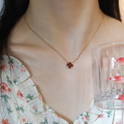 [Vellora Opalyn]SUN PEDANT PINK GOLD 1 DIAMOND NECKLACE