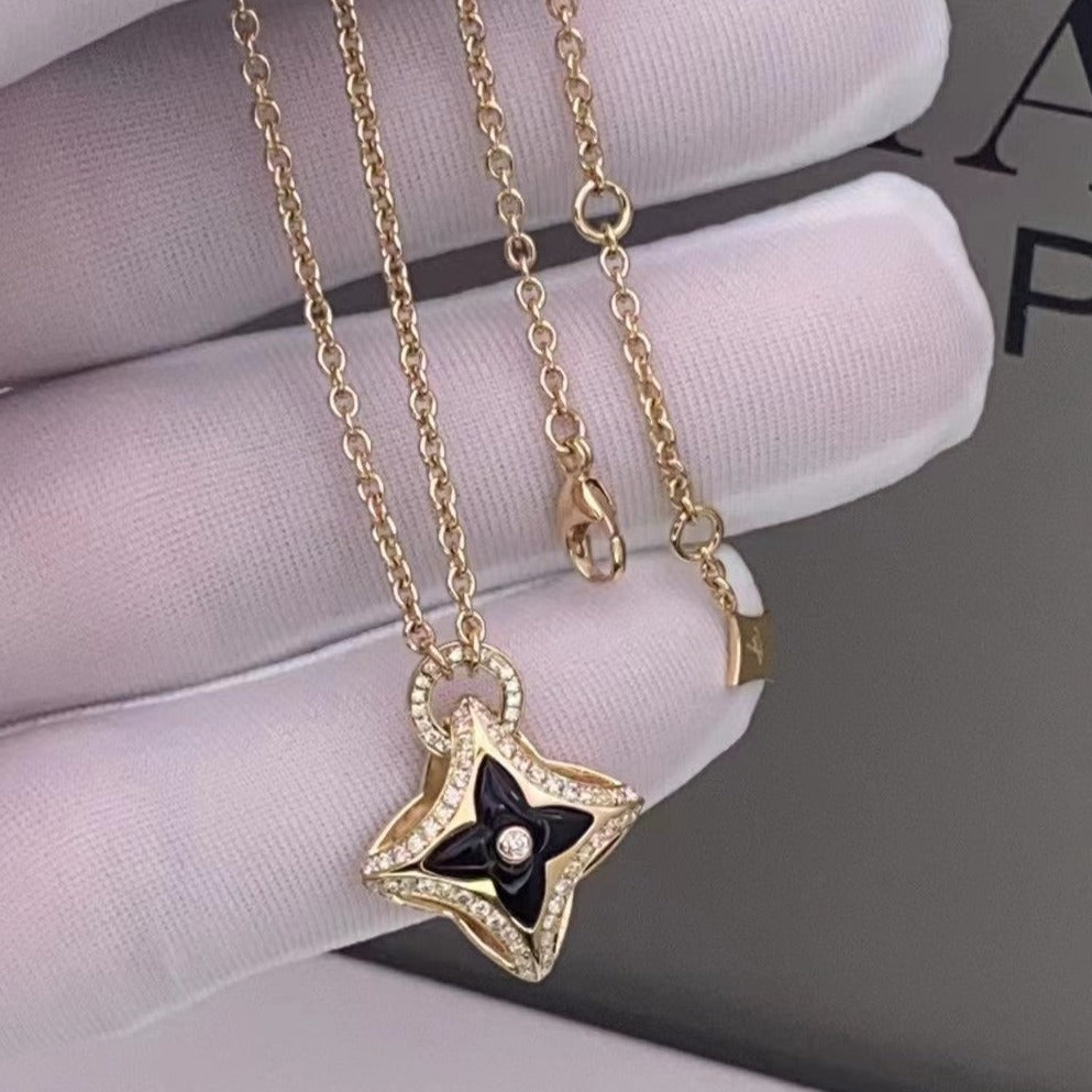 [Vellora Opalyn]STAR PEDANT PINK GOLD DIAMOND NECKLACE