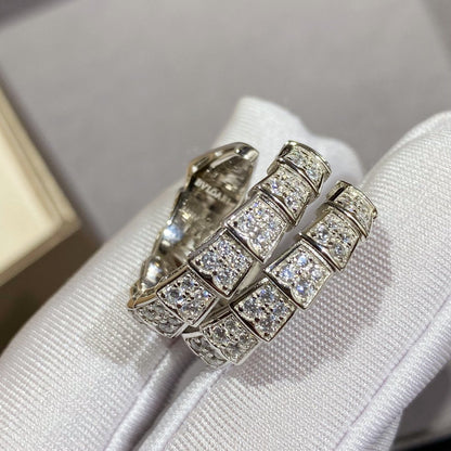 [Vellora Opalyn]SERPENTI DOUBLE RING SILVER DIAMOND PAVED