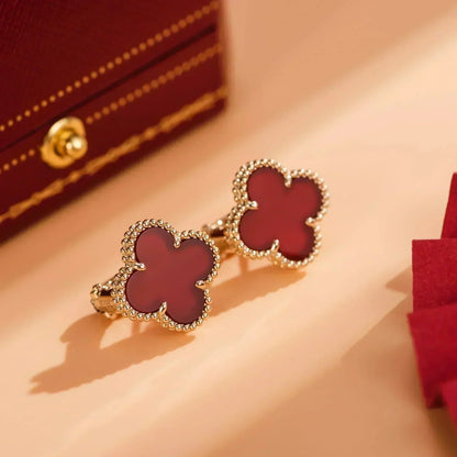 [Vellora Opalyn]CLOVER MEDIUM 1 MOTIFS CARNELIAN  EARRINGS