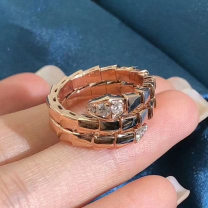 [Vellora Opalyn]SERPENTS DOUBLE ROW DIAMOND RING