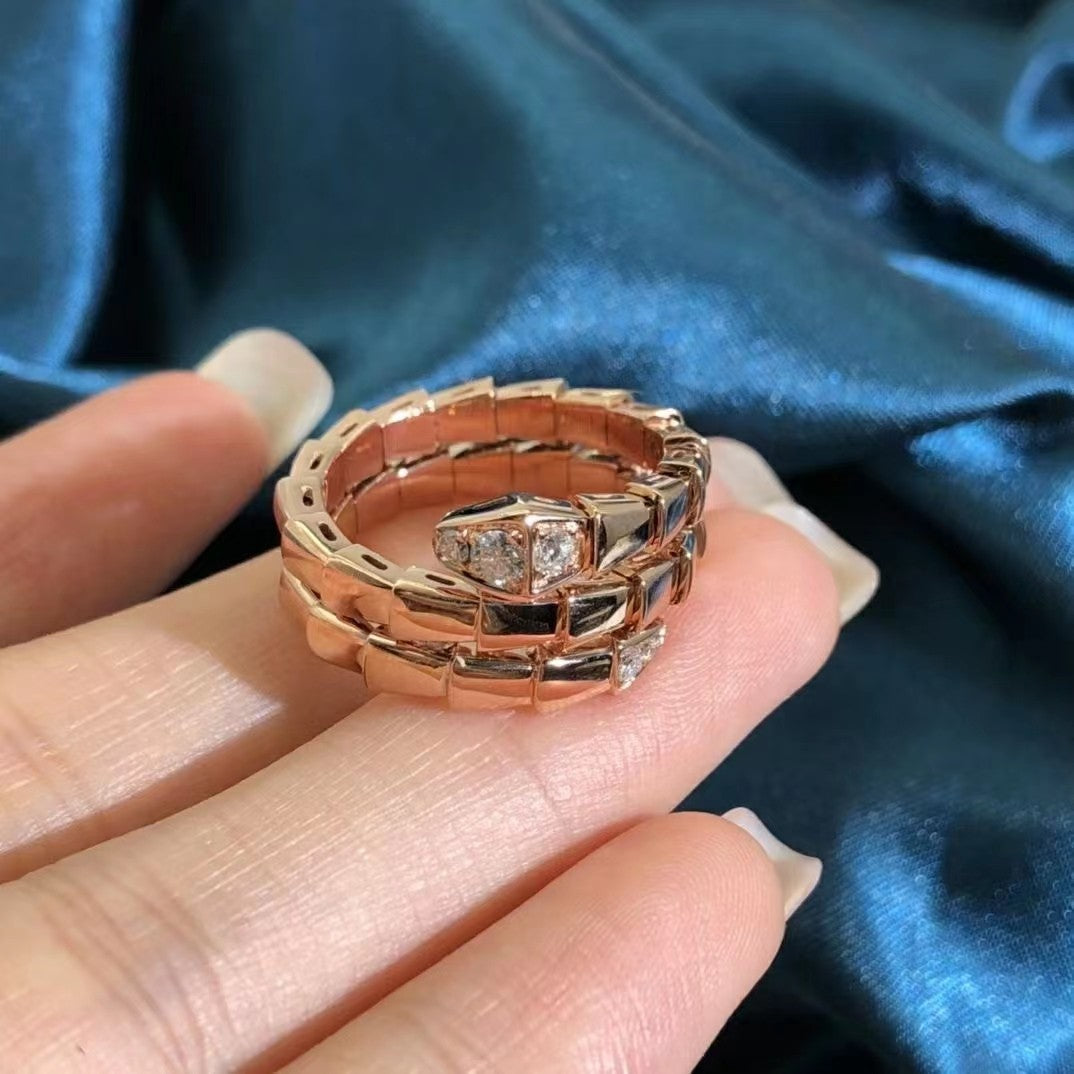 [Vellora Opalyn]SERPENTS DOUBLE ROW DIAMOND RING