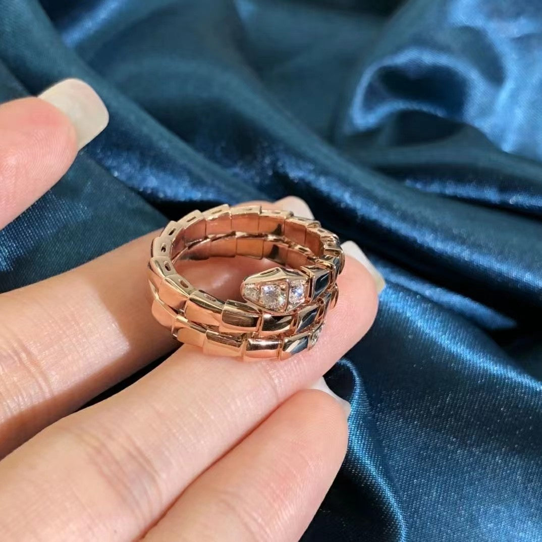 [Vellora Opalyn]SERPENTS DOUBLE ROW DIAMOND RING