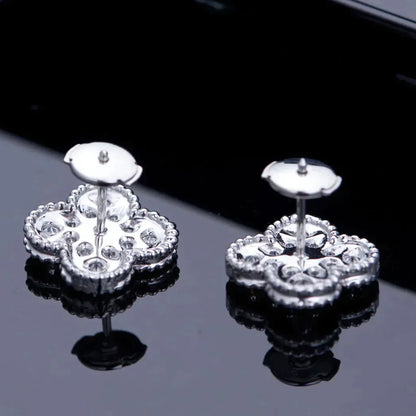 [Vellora Opalyn]CLOVER 1 MOTIFS DIAMOND STUD EARRINGS SILVER