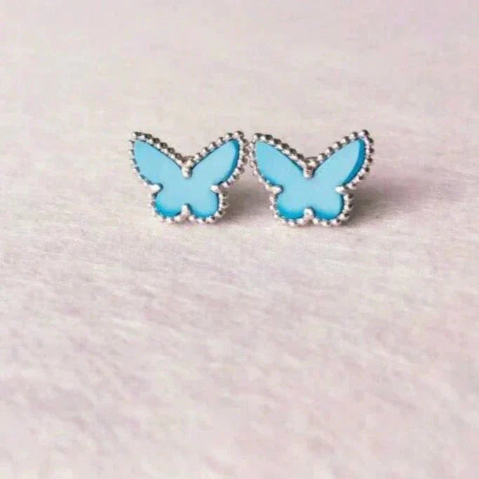 [Vellora Opalyn]BUTTERFLY TURQUOISE EARRINGS SILVER