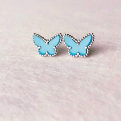 [Vellora Opalyn]BUTTERFLY TURQUOISE EARRINGS SILVER